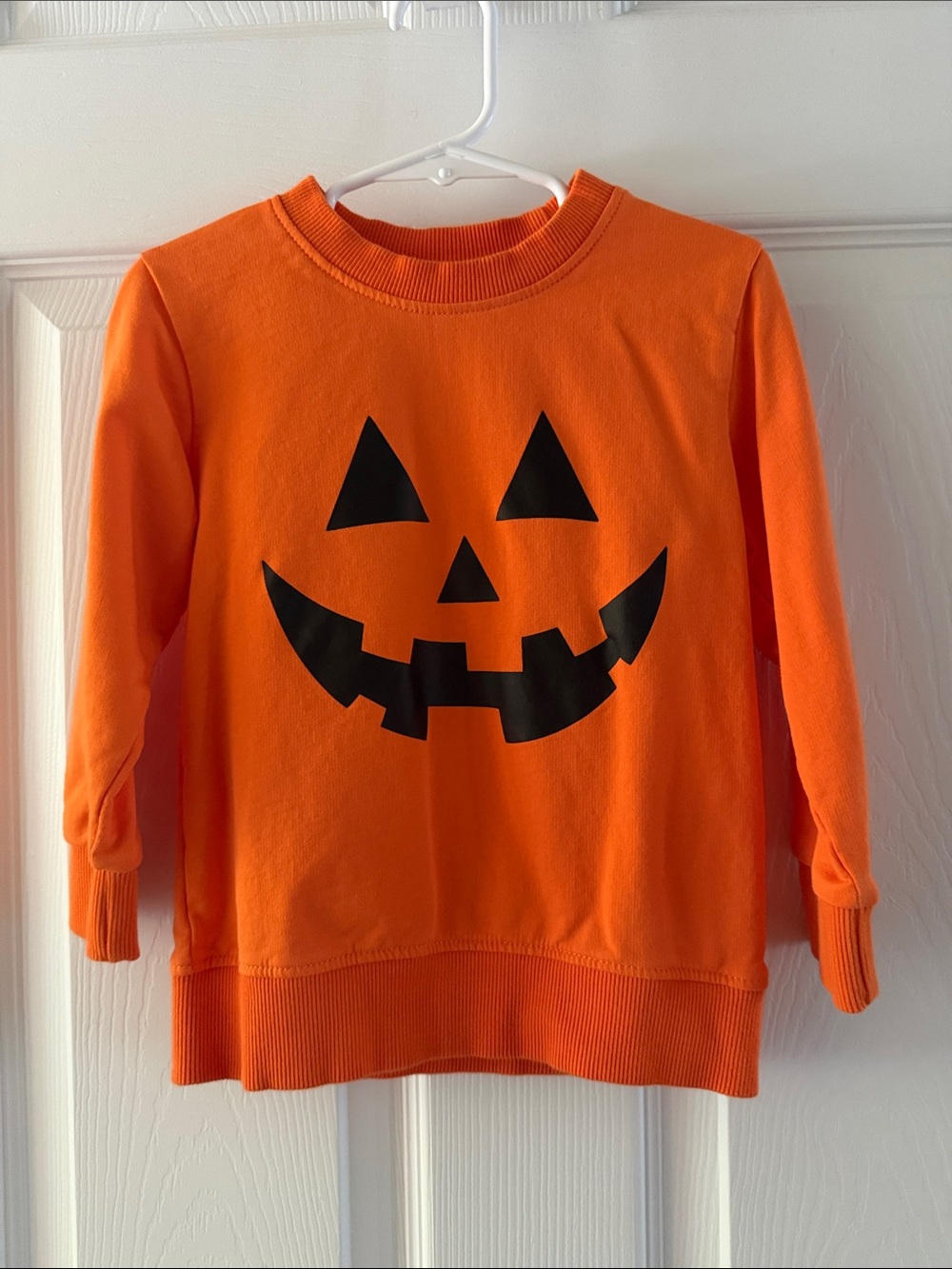 Like New Children's Orange Pumpkin Face Sweatshirt, Size 3Y